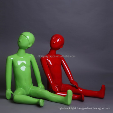 DL395 Boys full body red&green color Fiberglass Dummy child painting mannequin sitting